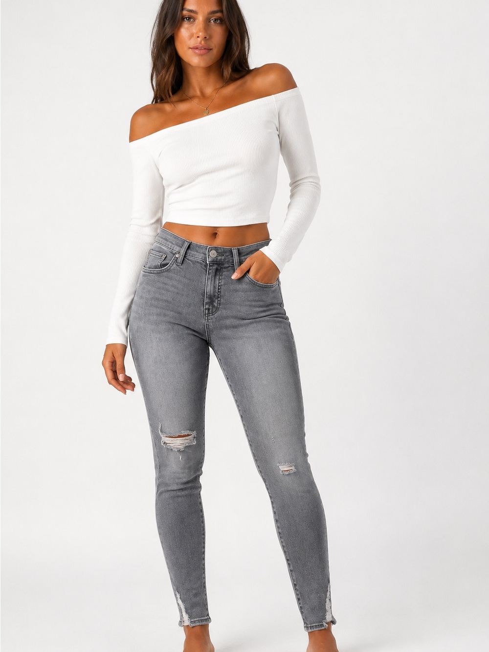 Lucky Brand Slim Grey Mid-Rise Skinny Jeans